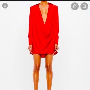 Peace + Love Red satin cowl neck mini dress